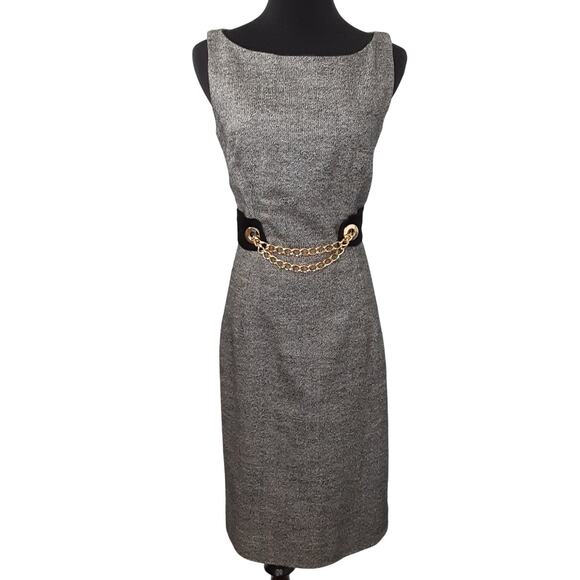 Vintage 60s Milly of New York Shift Dress Wool Silk Tweed Mini Sheath Belted - Picture 1 of 14